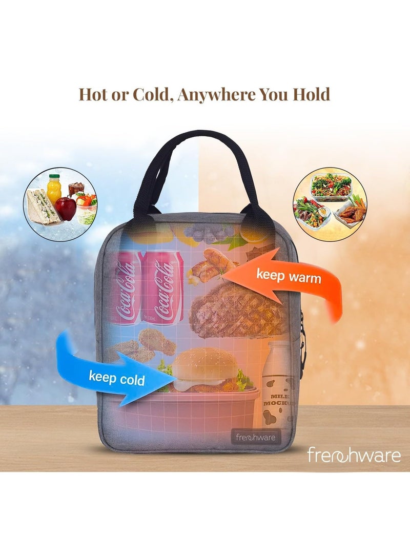 أدوات فرنسية حقيبة غداء فرنشوير معزولة 7 لتر رمادي – شنطة لانش بوكس حرارية للرجال والنساء، حقيبة طعام للمكتب مانعة للتسرب، حفظ ساخن وبارد، للرحلات والنزهات - Image 5